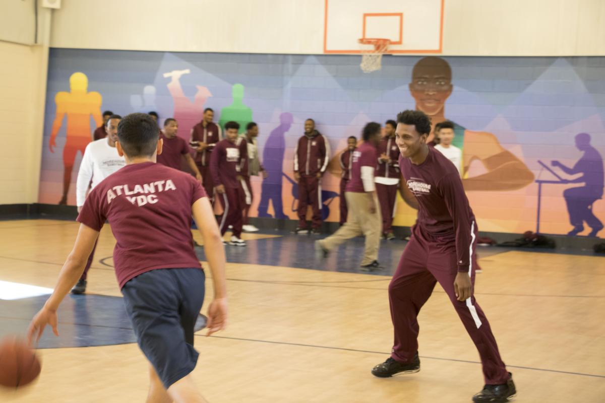 Morehouse Basketball Team Visits Atlanta YDC Department of Juvenile